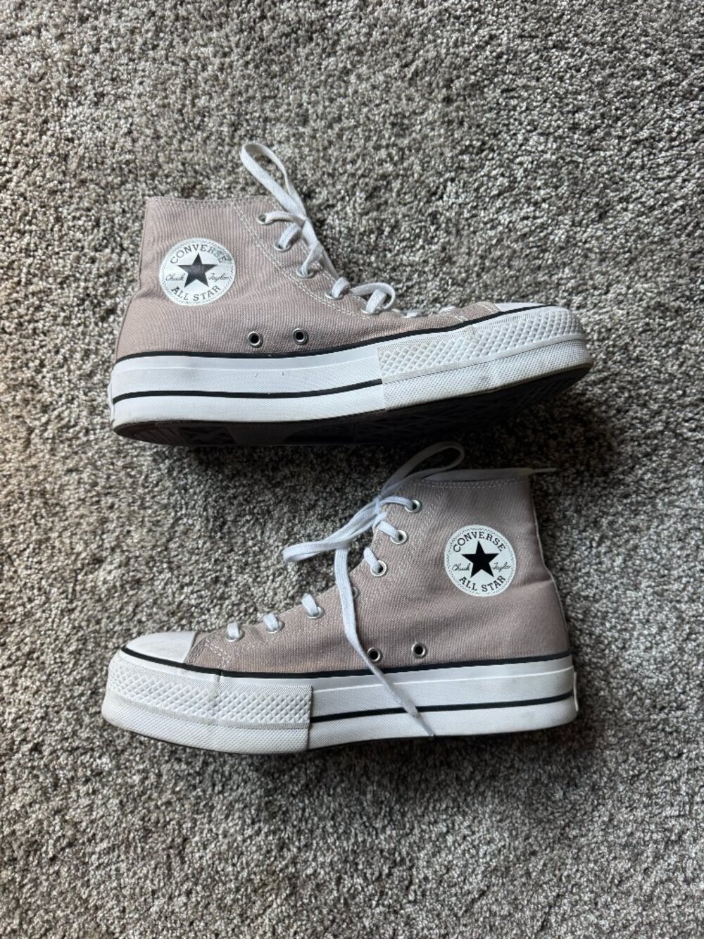Converse Chuck Taylor All Star High Top Platform Sneakers Tan Beige Size 9.5